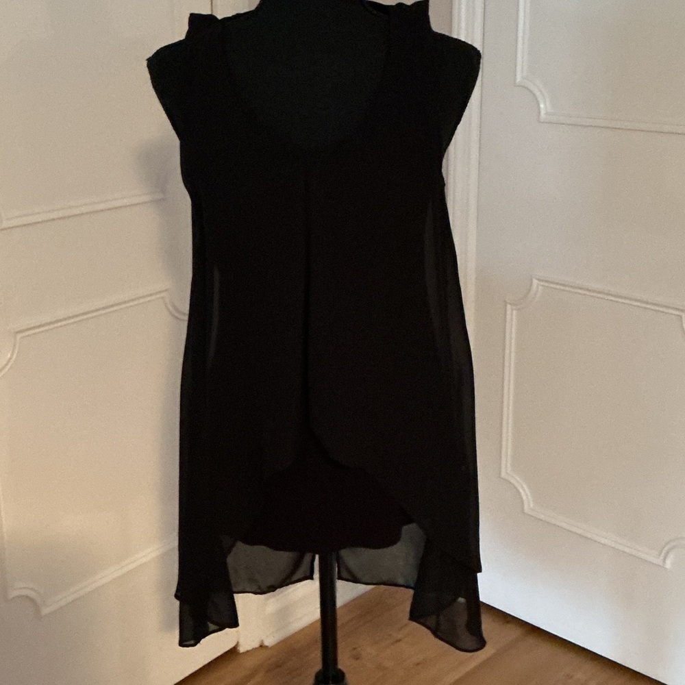 Neiman Marcus Black Sheer Sleeveless Top